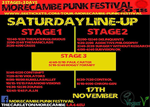 Morecambe Punk Festival 2018, Saturday 17th November